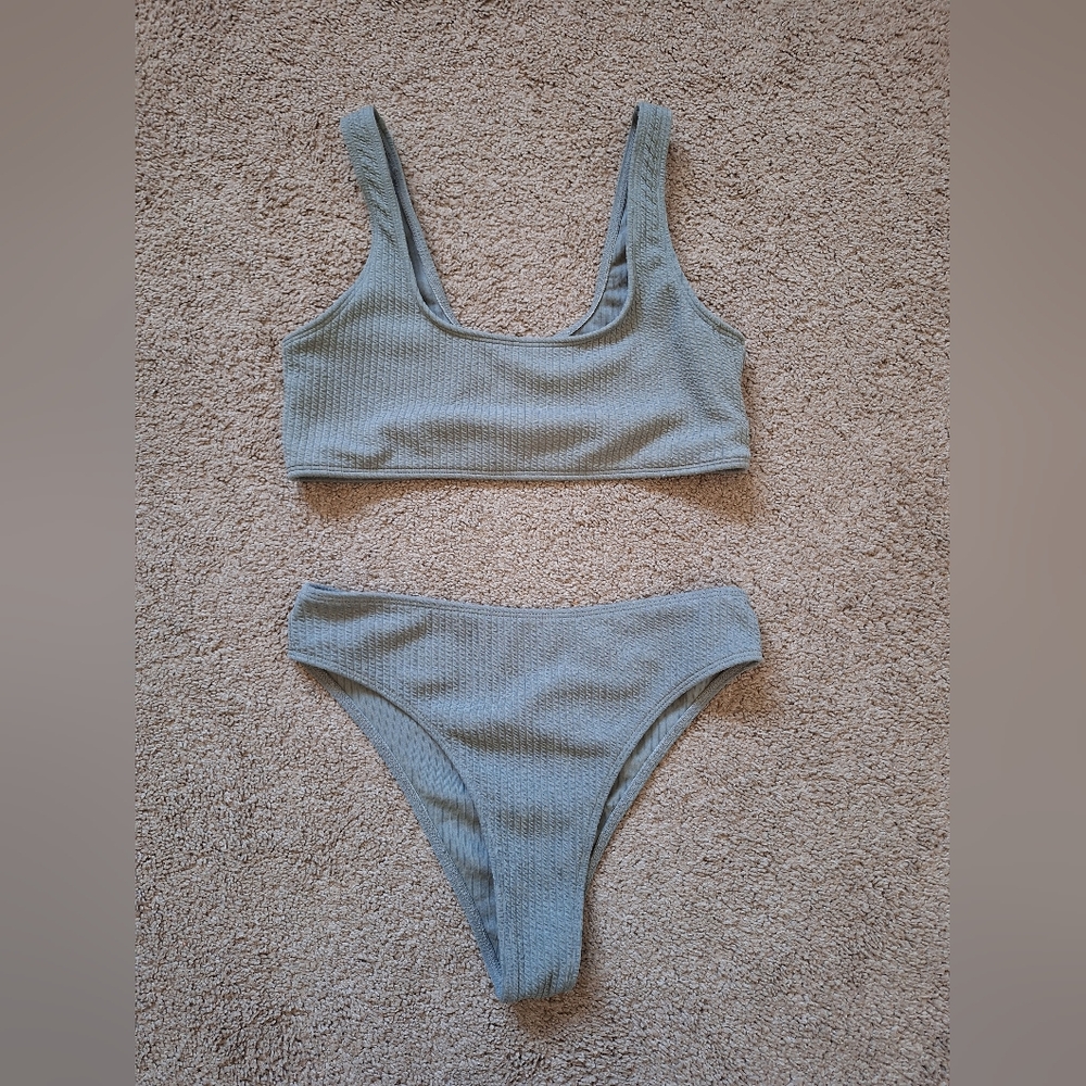 Green Crinkle Bikini Size Medium - Sage Green